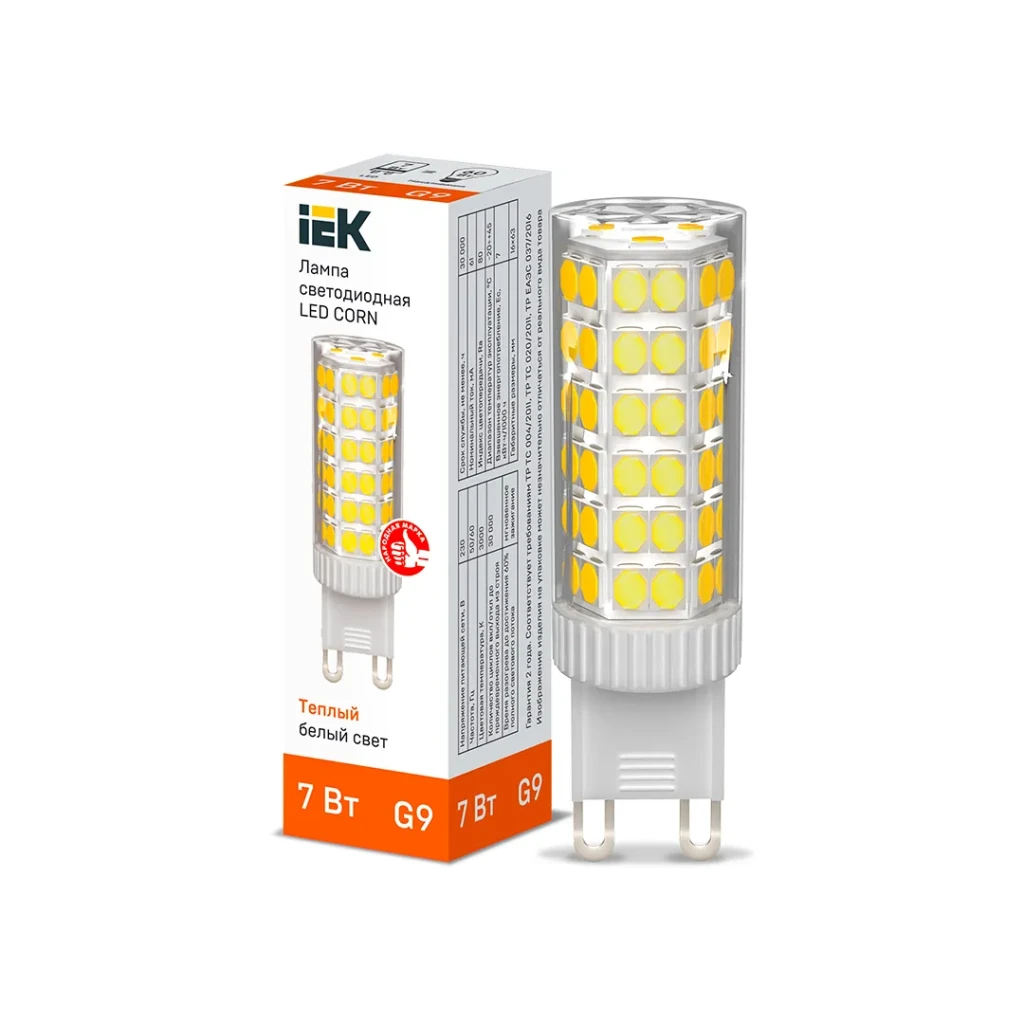 Светодиодная лампа iek corn 7 вт g9 3000 k 665 лм 220 - 240 в 2