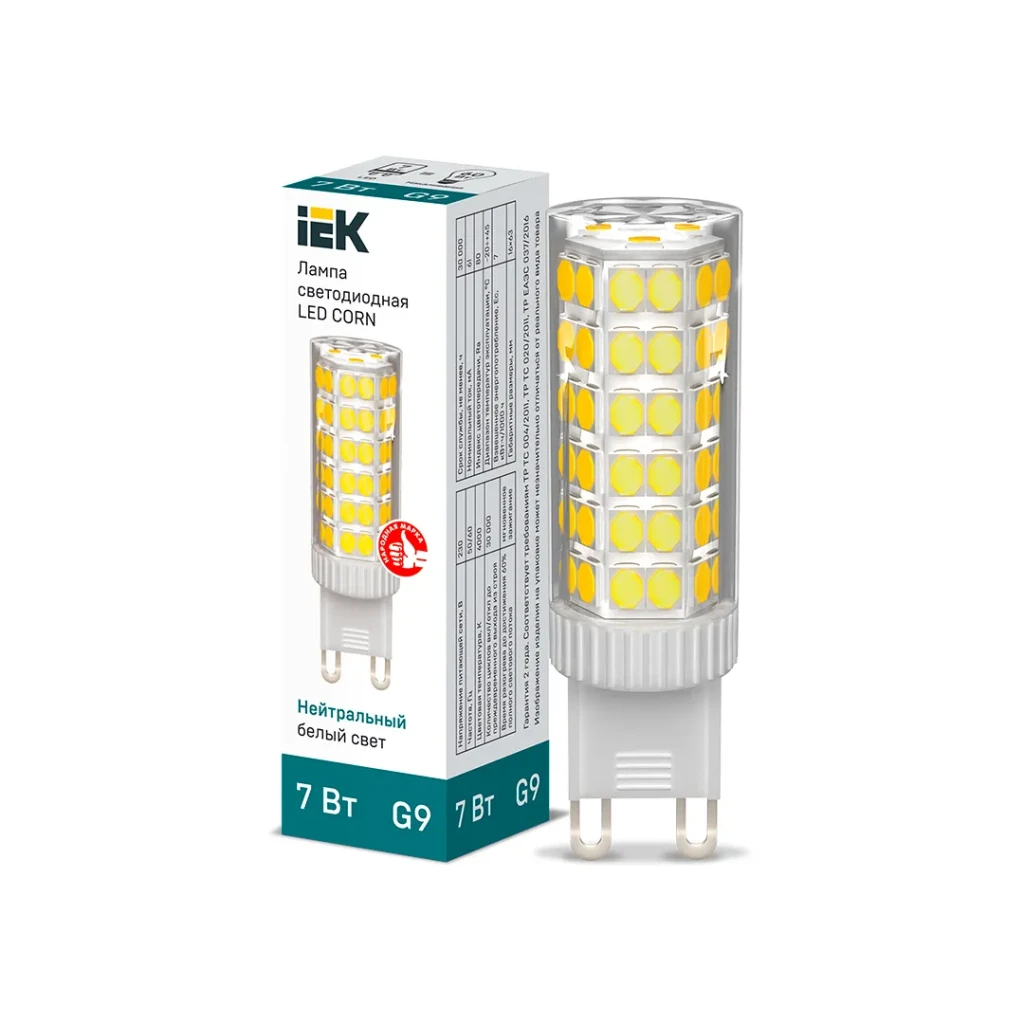 Светодиодная лампа corn 7 вт g9 4000 k 665 лм 220 - 240 в iek 2