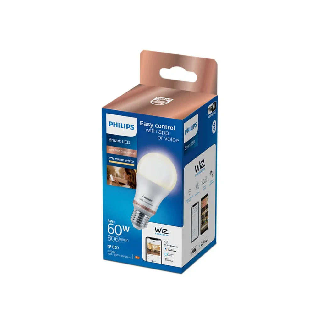 Умная светодиодная лампа philips a60 wiz 8 вт e27 2700 k 806 лм 220 - 240 в 2