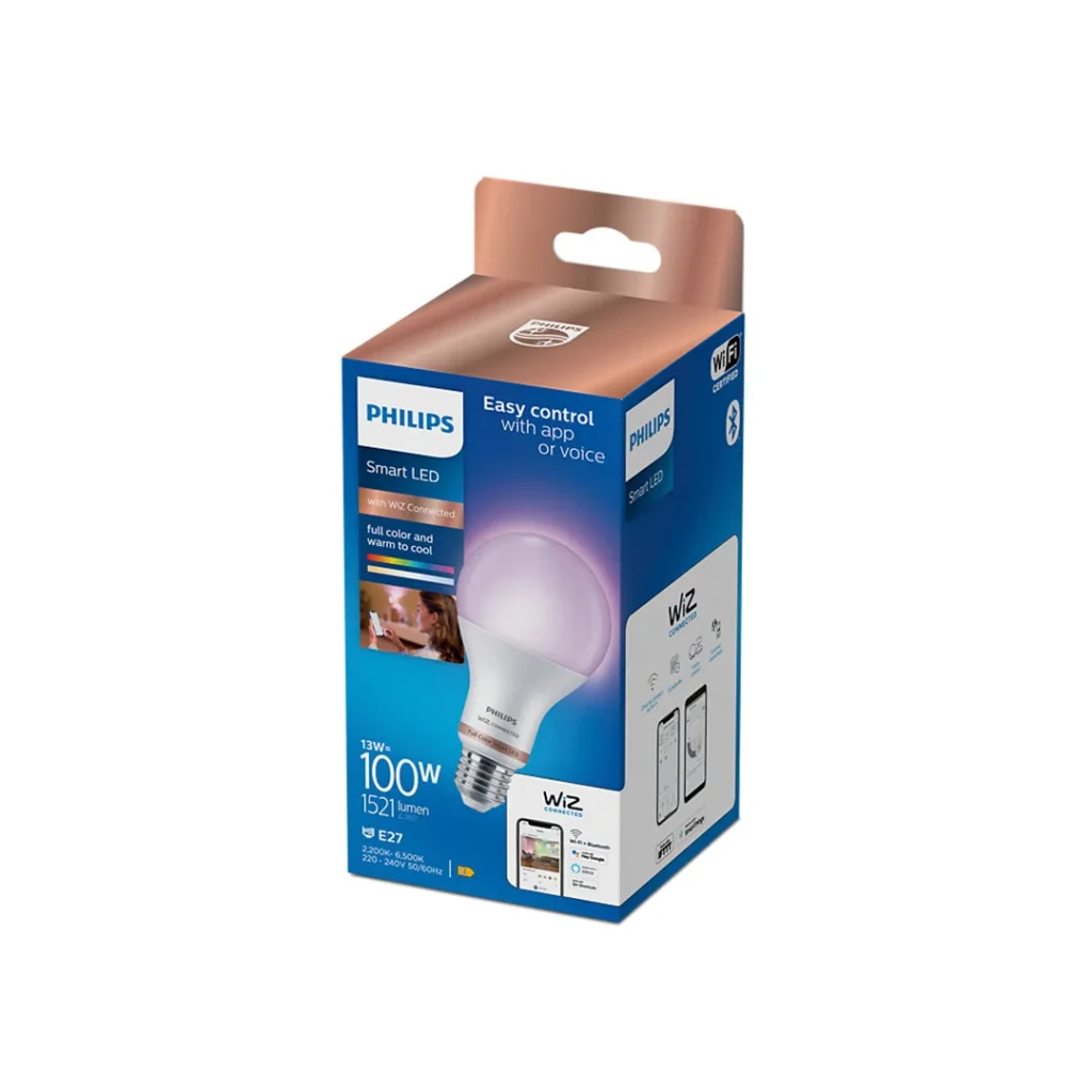 Умная светодиодная лампа philips a67 wiz 13 вт e27 2200 - 6500 k 1521 лм 220 - 240 в 2