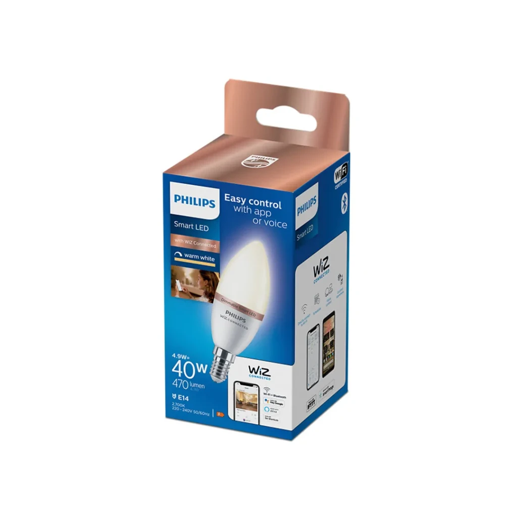 Bec led smart philips candle wiz 4.9 w e14 2700 k 470 lm 220 - 240 v 2