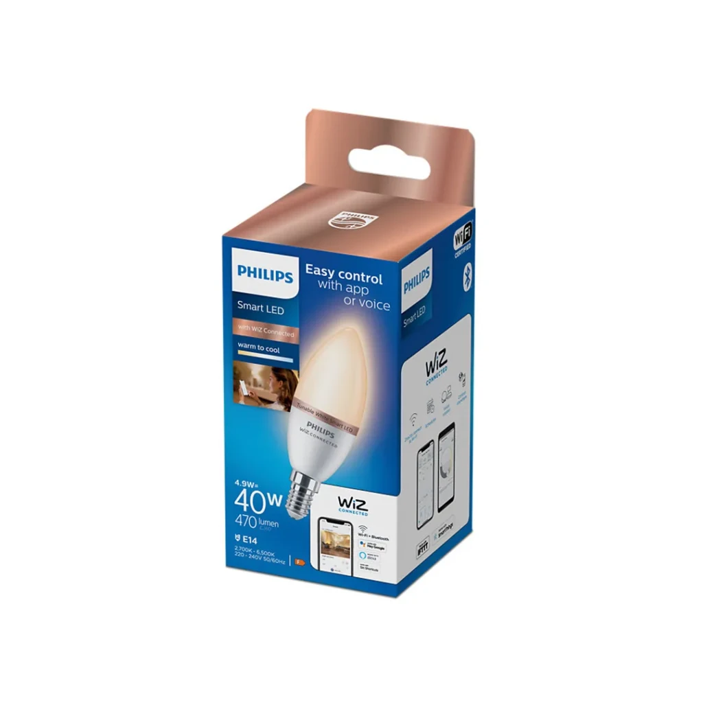Умная светодиодная лампа philips candle wiz 4.9 вт e14 2700 - 6500 k 470 лм 220 - 240 в 2