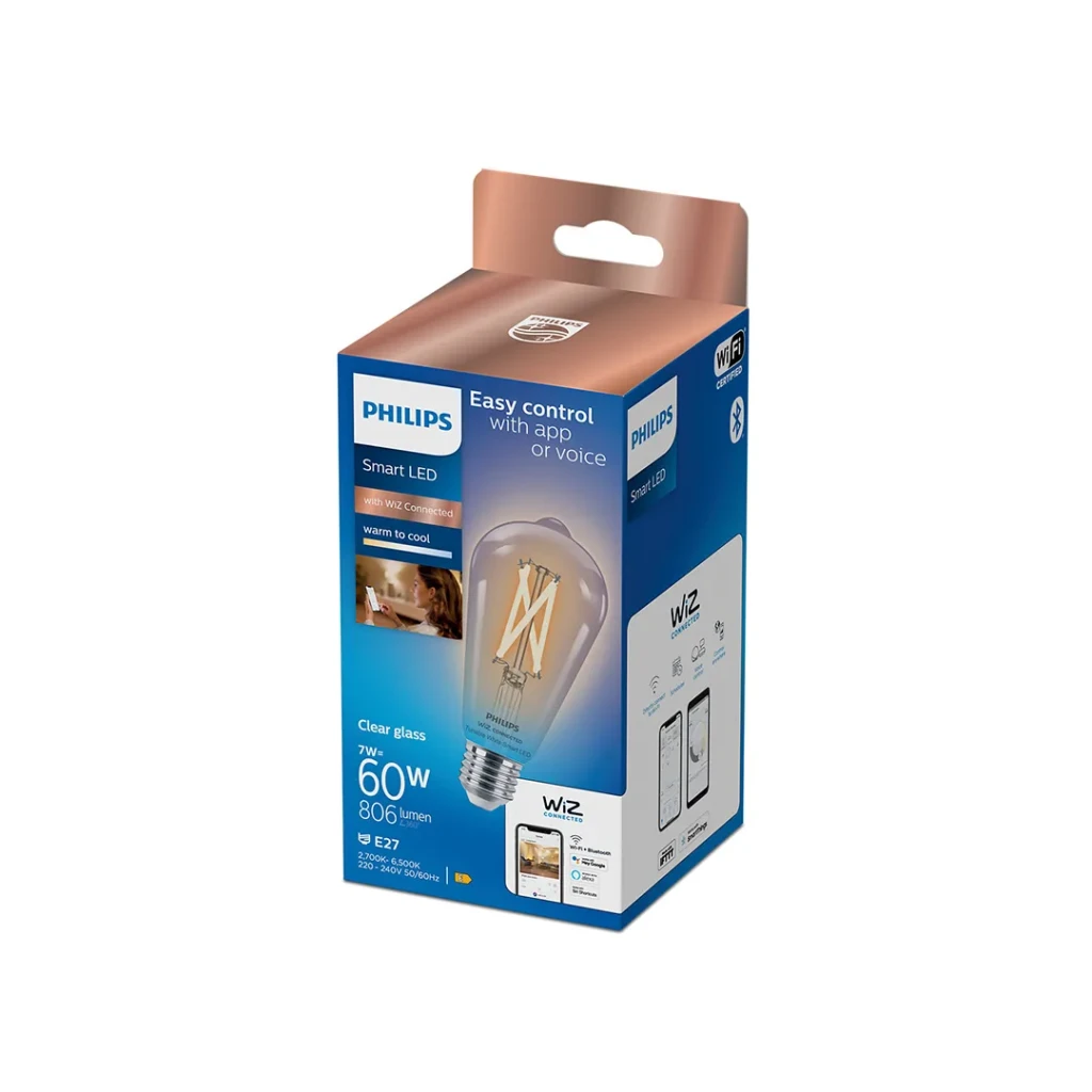 Умная светодиодная лампа philips 929003018621 wiz 7 вт e27 2700 - 4000 - 6500k 806 лм 220 - 240 в 2