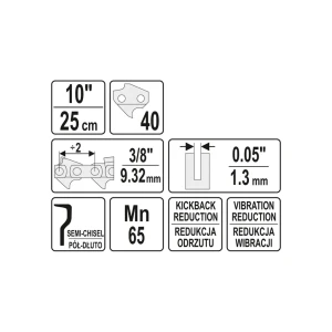 Цепь для цепной пилы 250 мм 3/8" (9.52 мм) 1.3 мм 1 шт. yato Thumbnail 3