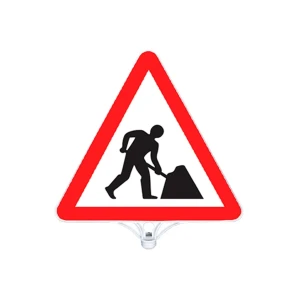 Indicator rutier triunghiular 'lucrări de drum' 35 x 43 cm roșu mfk
