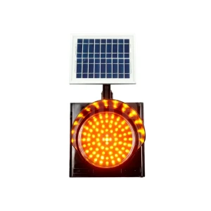 Semafor led cu panou solar 24 x 24 cm galben mfk