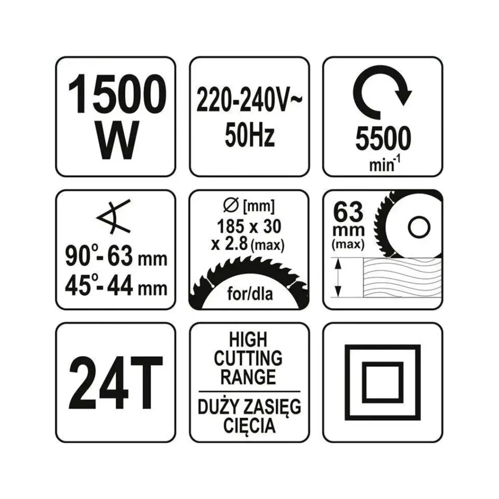 Fierăstrău circular yato yt82151 1500 w 220 - 240 v 5500 rot/min 4