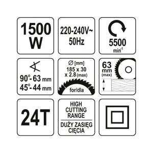 Fierăstrău circular yato yt82151 1500 w 220 - 240 v 5500 rot/min Thumbnail 4