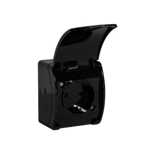 Priză unitară cu capac aquatic 16 a 220 - 240 v negru orno