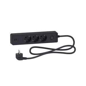 Prelungitor cu împământare și întrerupător 3 prize + 2 usb 1.5 m 16 a schneider-electric