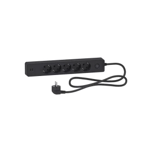 Удлинитель с заземлением и выключателем 5 гнезд + 2 usb 1.5 м 16 a schneider-electric