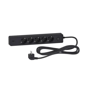 Удлинитель с заземлением и выключателем 5 гнезд + 2 usb 3 м 16 a schneider-electric