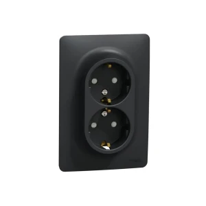 Двойная розетка unica studio 16 a 250 в антрацит schneider-electric