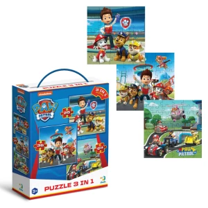 Puzzle 3-în-1 &quot;Gata de acțiune&quot;, 25, 36, 54 piese, seria Patrula Cățelușilor