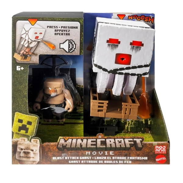 Игровой набор minecraft movie — гаст с атакой (свет, звук, снаряд) + фигура пиглина 3