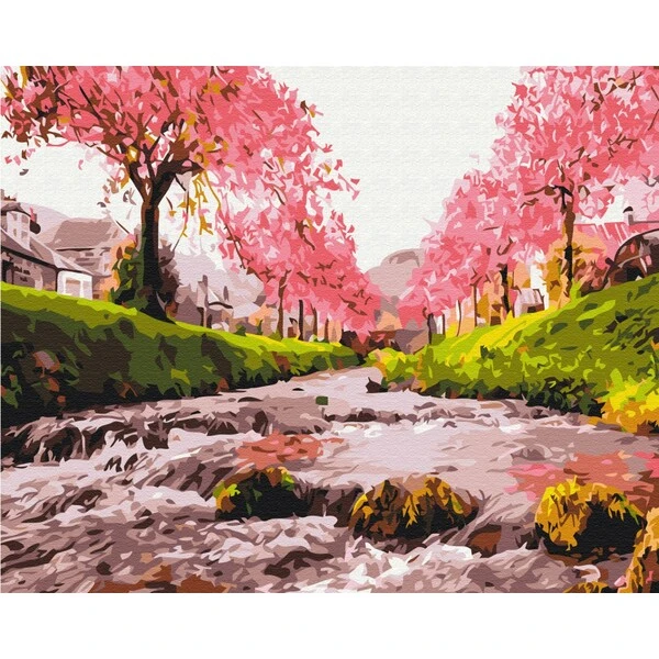 Pictură pe numere 30x40 cm (fără cutie)  –  râul în sakura 3