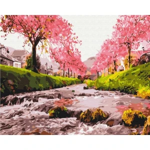 Pictură pe numere 30x40 cm (fără cutie)  –  râul în sakura Thumbnail 3