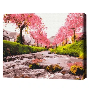 Pictură pe numere 30x40 cm (fără cutie)  –  râul în sakura