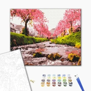 Pictură pe numere 30x40 cm (fără cutie)  –  râul în sakura Thumbnail 2