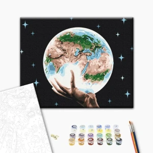 Pictură pe numere 30*40 сm (fără cutie) – planeta în mâinile omului Thumbnail 2