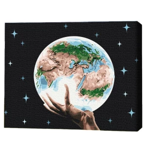 Картина по номерам 30*40 см (без упаковки) - Планета в руках человека