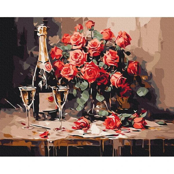 Картина по номерам 30*40 см (без упаковки) - шампанское на двоих 3