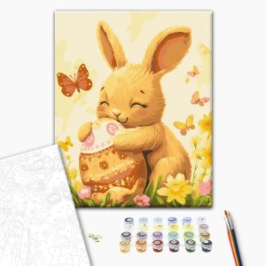 Pictură pe numere 30*40 сm (fără cutie) – iepurașul cu oul de paște Thumbnail 3