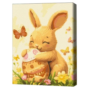 Pictură pe numere 30*40 сm (fără cutie) – iepurașul cu oul de paște