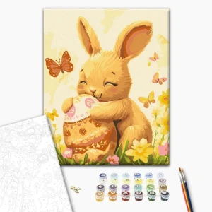 Pictură pe numere 30*40 сm (fără cutie) – iepurașul cu oul de paște Thumbnail 2
