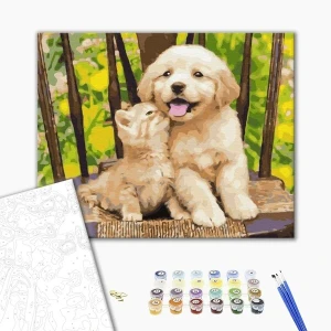 Pictură pe numere 30*40 cm (fără cutie)  - micii prieteni Thumbnail 2