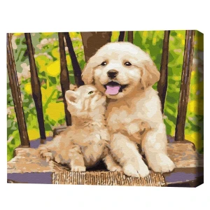 Pictură pe numere 30*40 cm (fără cutie)  - micii prieteni
