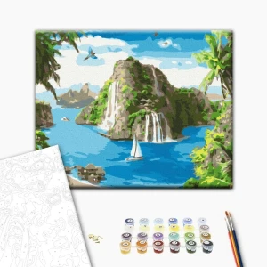Pictură pe numere 30*40 сm (fără cutie) – port tropical Thumbnail 2