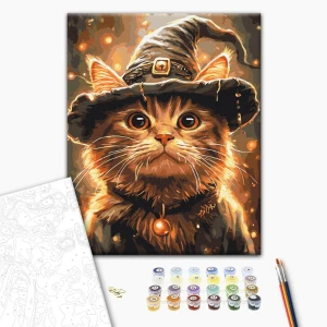 Pictură pe numere 40x50 cm (fără cutie)  –  pisicuța vrăjitoare Thumbnail 3