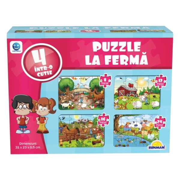 Puzzle 4 în 1 "animalele la fermă", (ro), smile games 5
