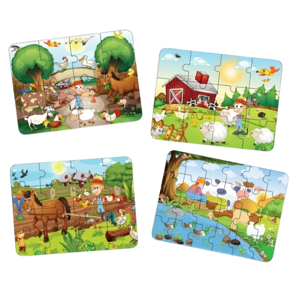 Puzzle 4 în 1 "animalele la fermă", (ro), smile games 2