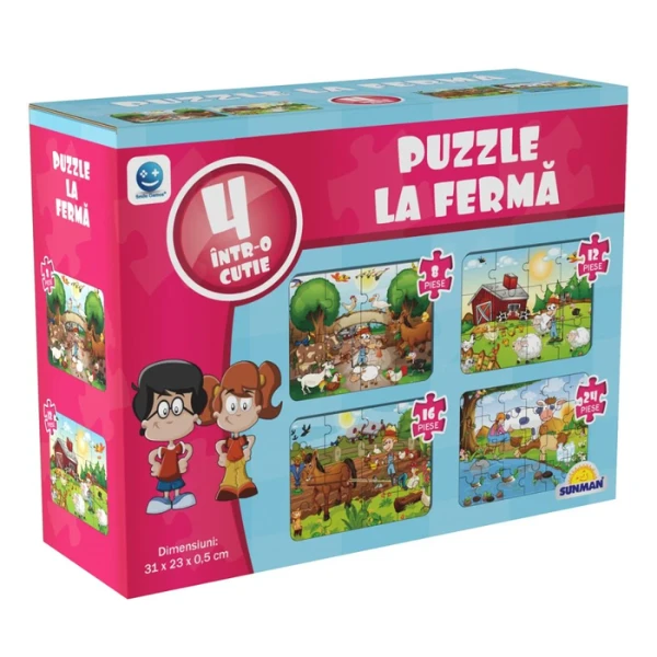 Puzzle 4 în 1 "animalele la fermă", (ro), smile games 3
