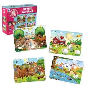 Puzzle 4 în 1 &quot;Animalele la fermă&quot;, (ro), Smile Games