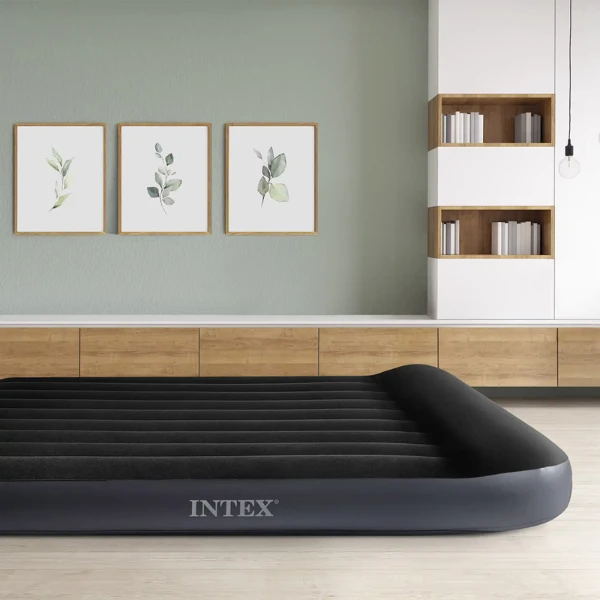 Intex надувной матрас “pillow rest classic” 137x191x25 см с подголовником, встр.нас. 220-240в, до 272 кг 2