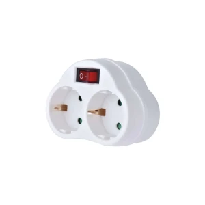 Adaptor cu 2 prize și întrerupător 2p + pe 16 a 250 v ip20 emos