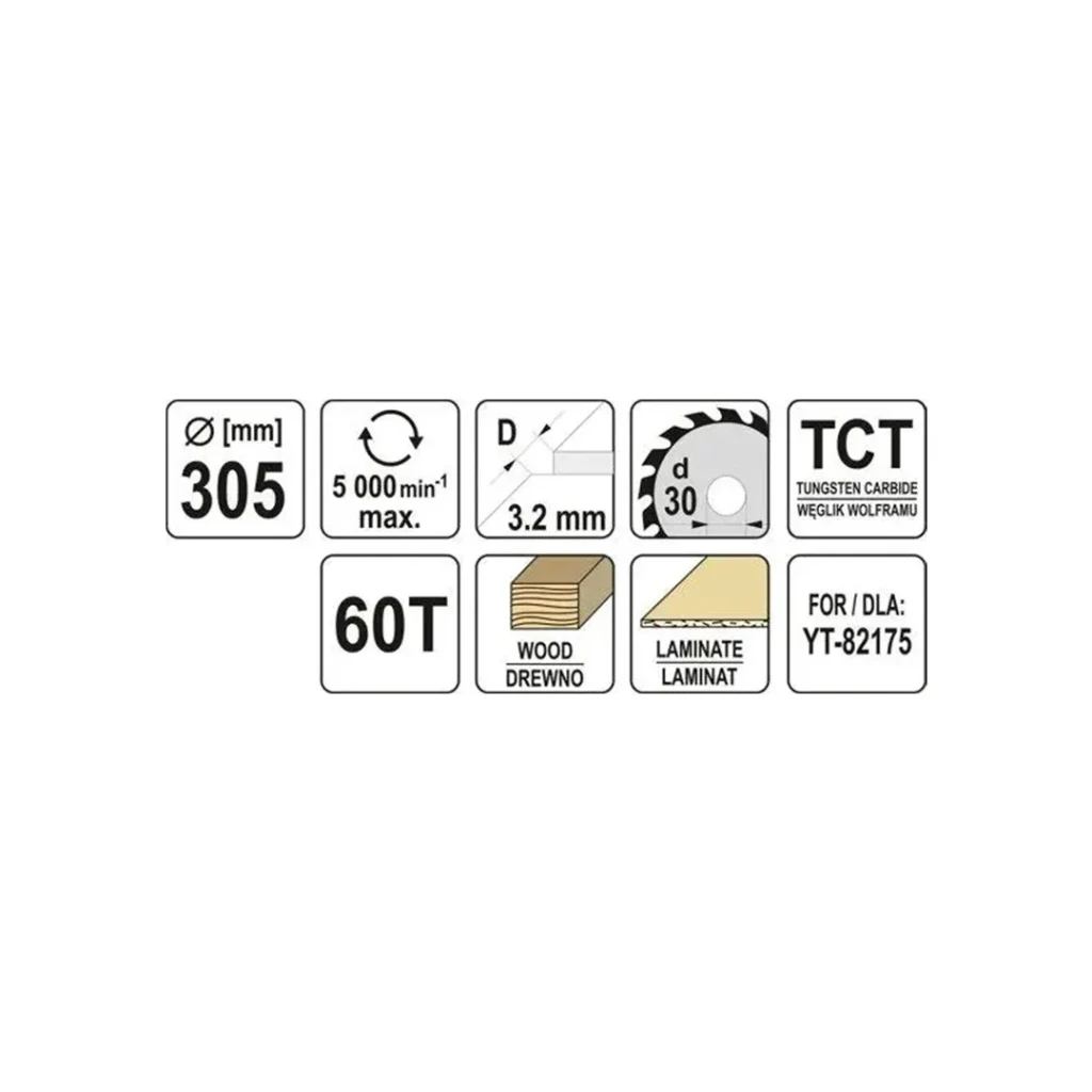 Диск для резки по дереву 305 * 30 мм yato 2