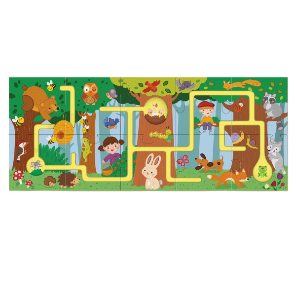 Puzzle-labirint "călătoria mea prin pădure", 10 el. 2