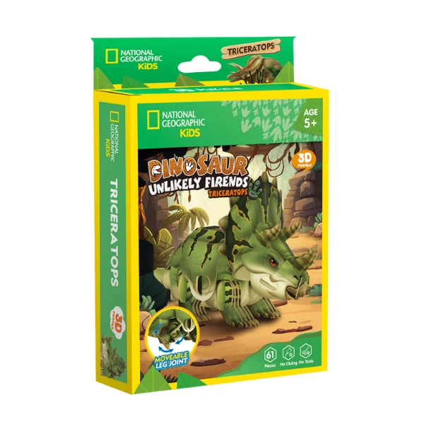 Puzzle 3d triceratops – o călătorie fascinantă în lumea dinozaurilor, 61 piese 3