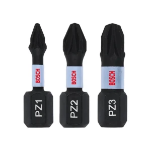 Set biți hexagonal 3 buc. impact control pz1, pz2, pz3 1/4" 25 mm bosch