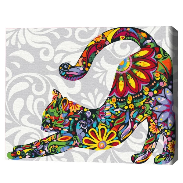 Pictură pe numere 40*50 cm (fără cutie) – pisica florală 2