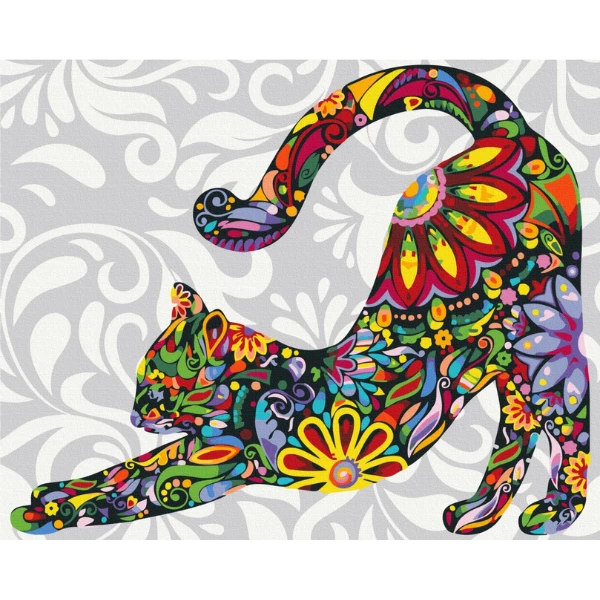 Pictură pe numere 40*50 cm (fără cutie) – pisica florală 4