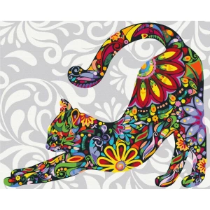 Pictură pe numere 40*50 cm (fără cutie) – pisica florală