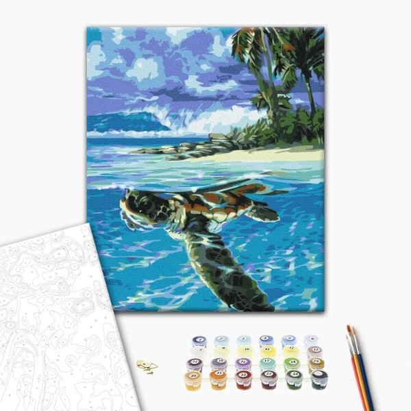 Pictură pe numere 40х50 cm (fără cutie)  – țestoasa tropicală 2
