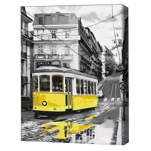 Pictură pe numere 40*50 cm (în cutie) – tramvaiul galben