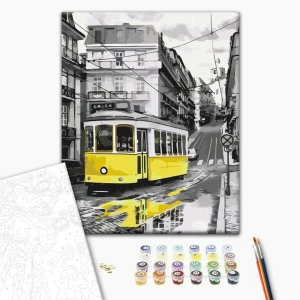 Pictură pe numere 40*50 cm (în cutie) – tramvaiul galben Thumbnail 2