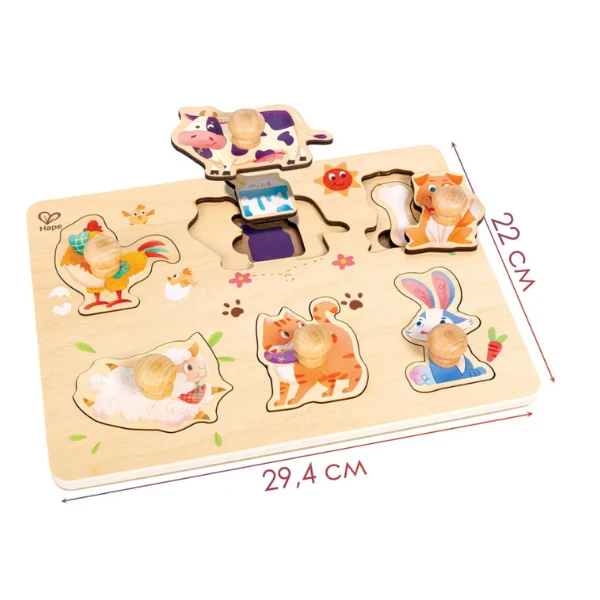 Puzzle "deșteptel" curtea fermierului, 13 piese cu mânere 6